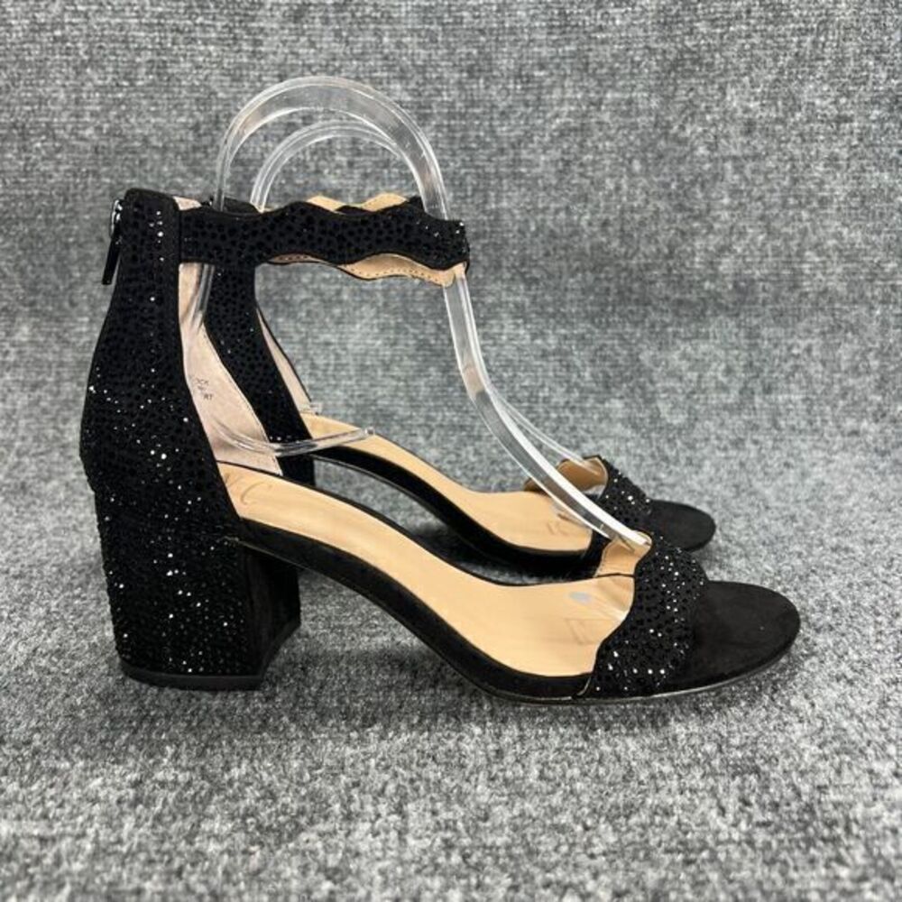 INC International Concepts Womens 6.5 Hadwin 2 Black Jeweled Ankle Strap Sandals